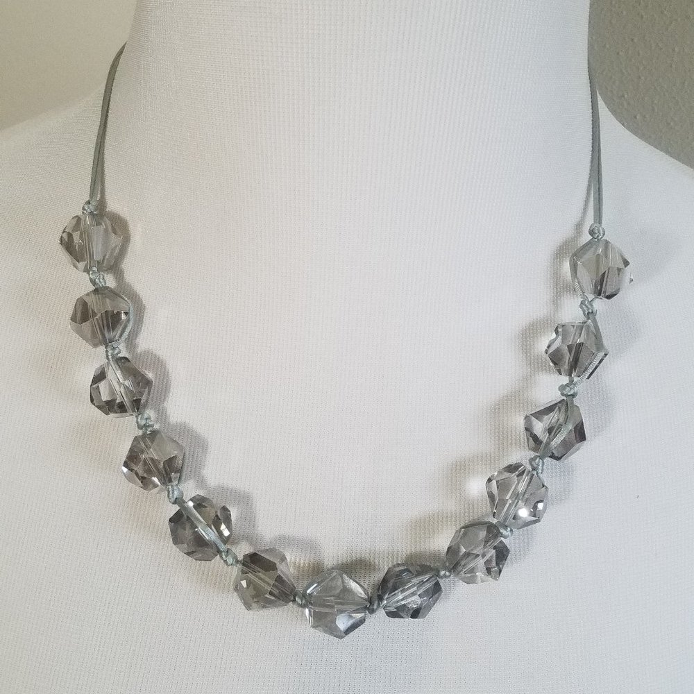 Tassel Necklace w/Large Faceted Translucent Beads